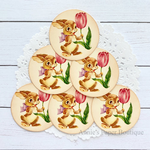Bunny Tulips Vintage Inspired Tags