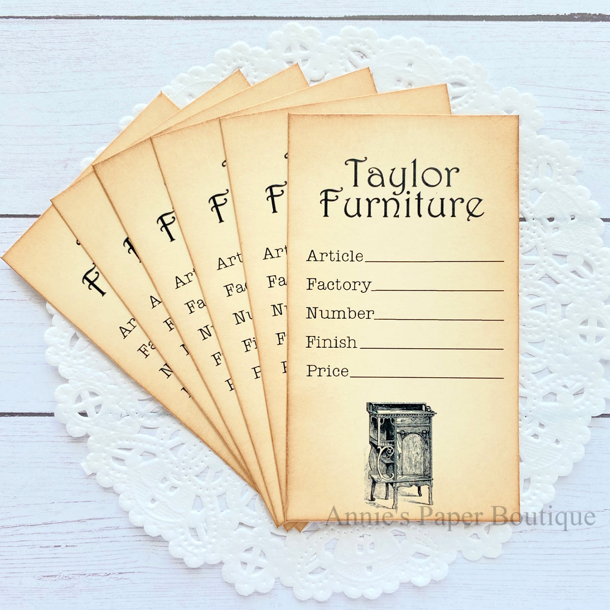 Furniture Vintage Inspired Price Tags