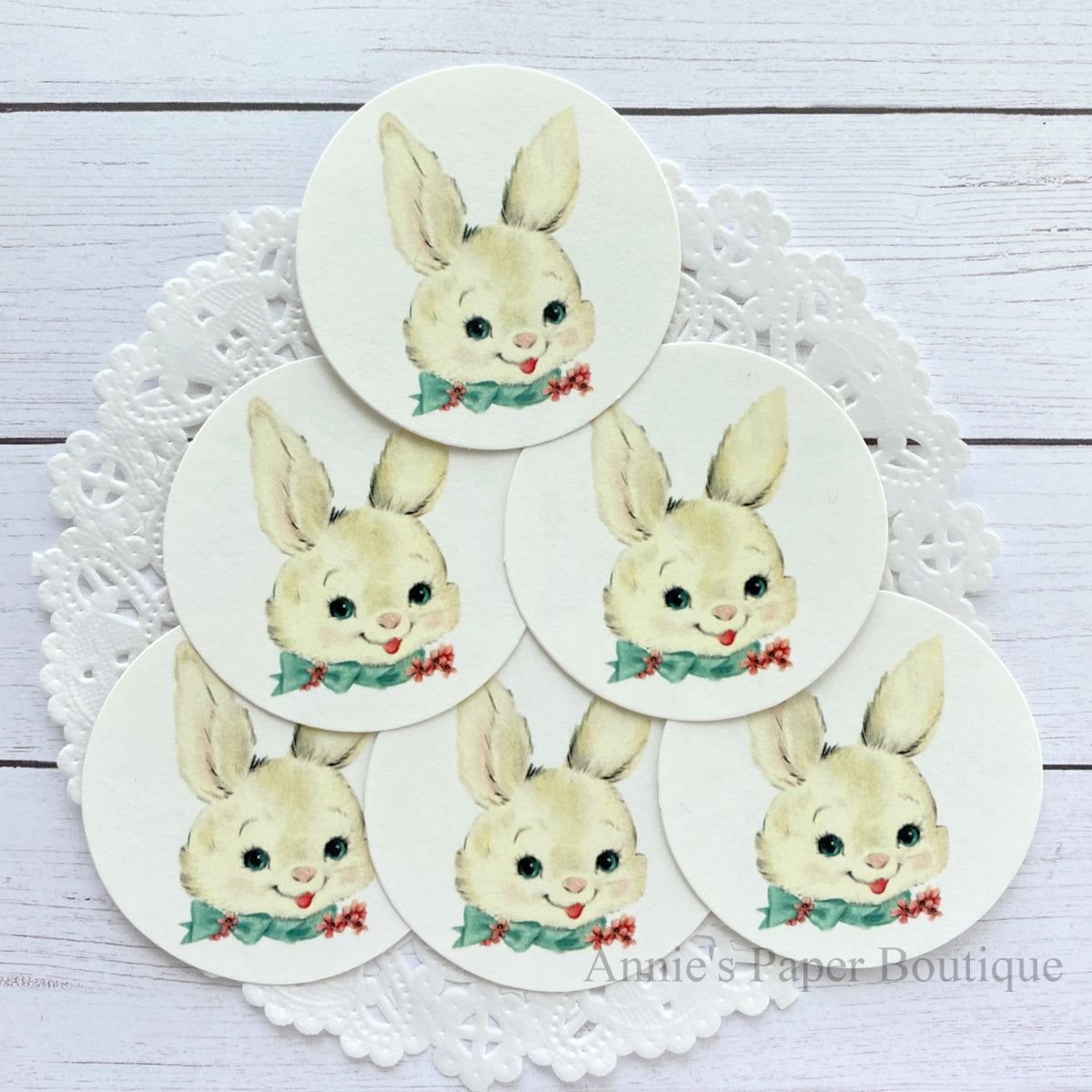 Hello Bunny Retro Tags