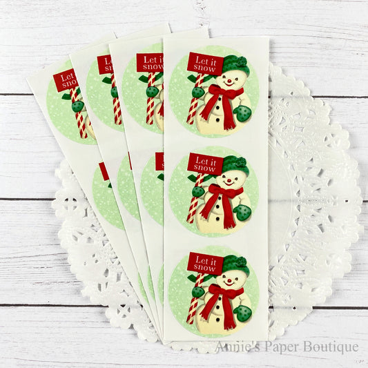 Let It Snow Snowman Round Stickers