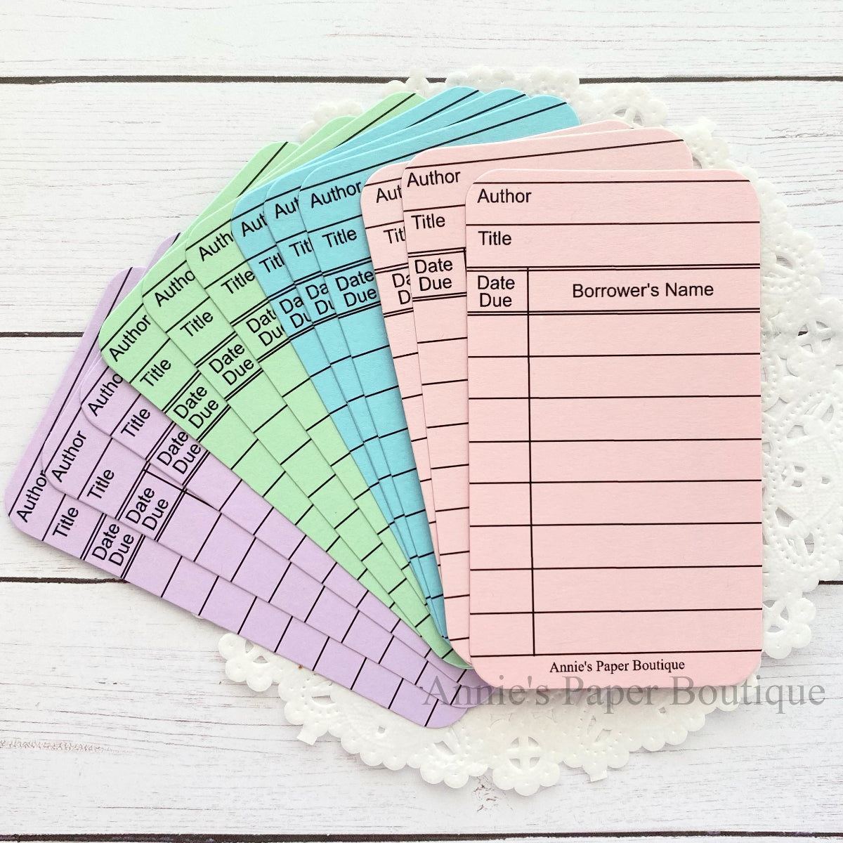 Pastel Mini Library Cards