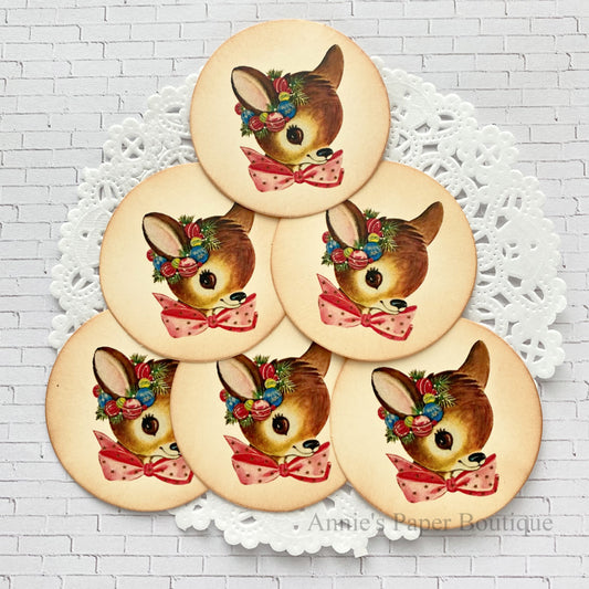 Oh Deer Reindeer vintage inspired christmas tags