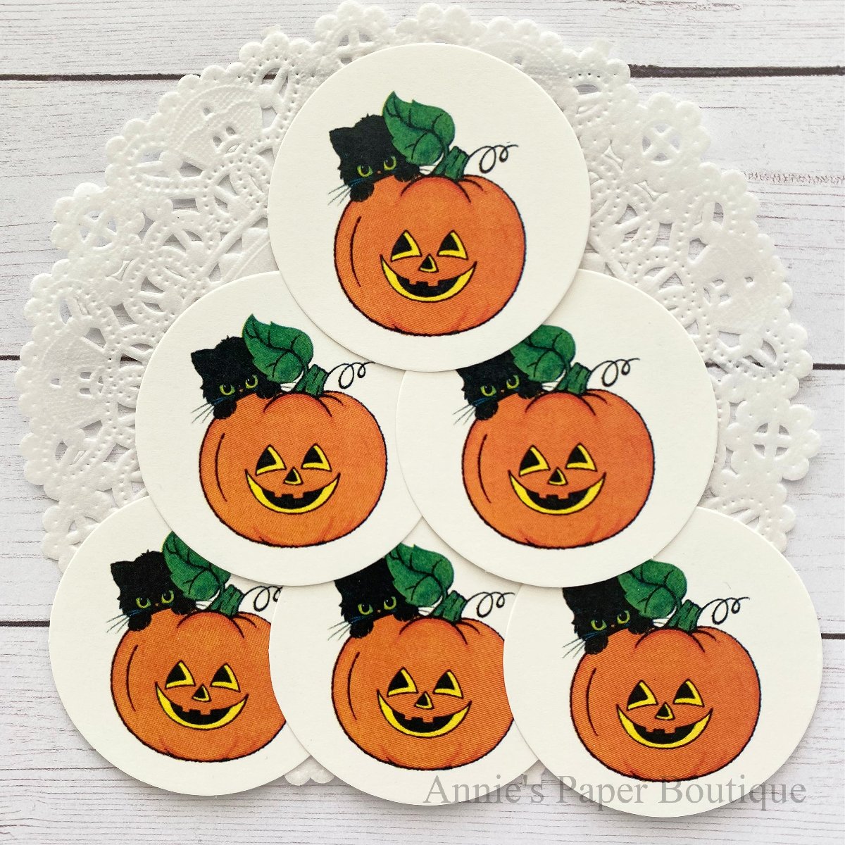 Peeking Kitty Jack-o-lantern Retro Halloween Tags