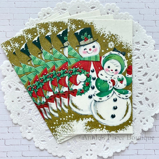 Snow Christmas Visitors Retro Tags