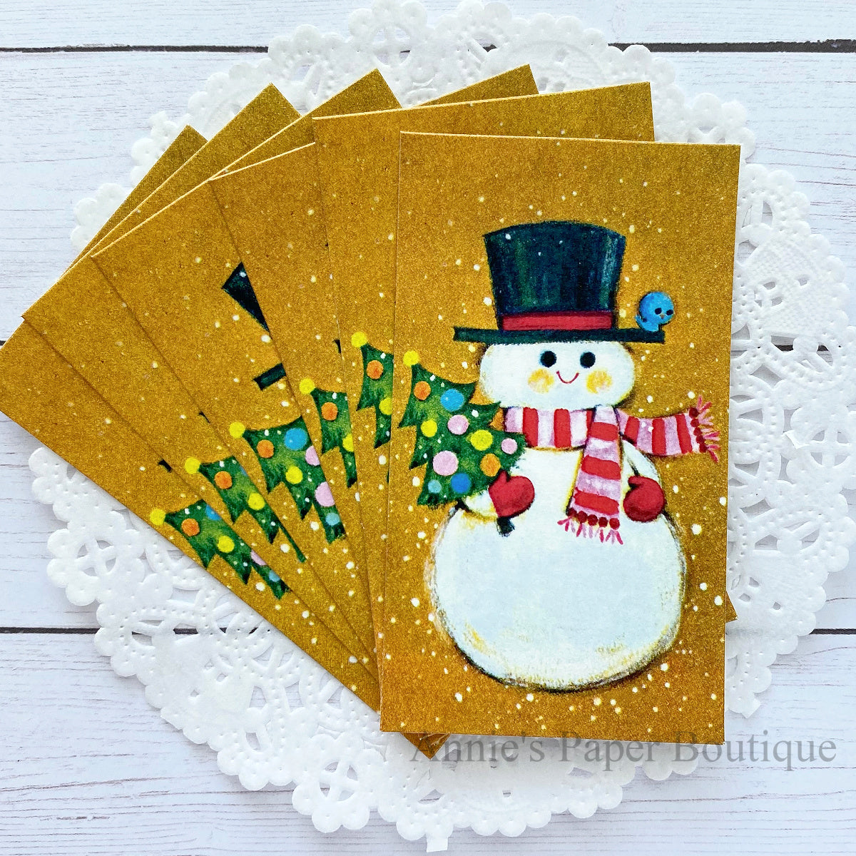 Top Hat Snowman Retro Tags