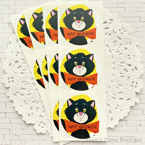 Halloween black cat retro stickers