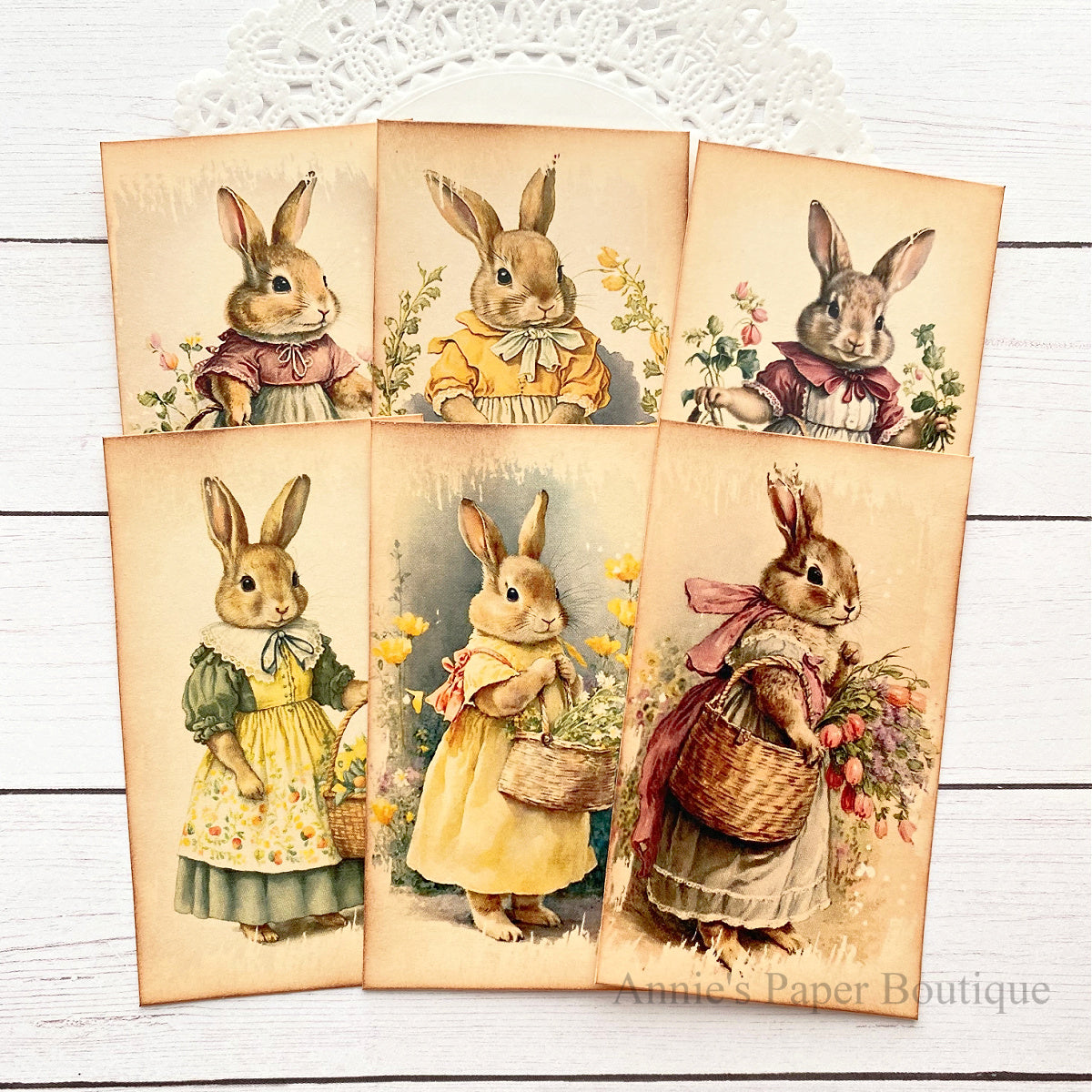 Bunnies-and-baskets vintage inspired tags