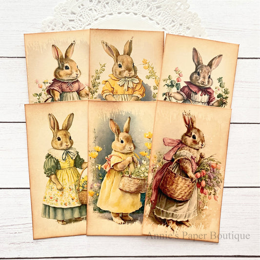 Bunnies-and-baskets vintage inspired tags