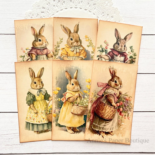 Bunnies-and-baskets vintage inspired tags