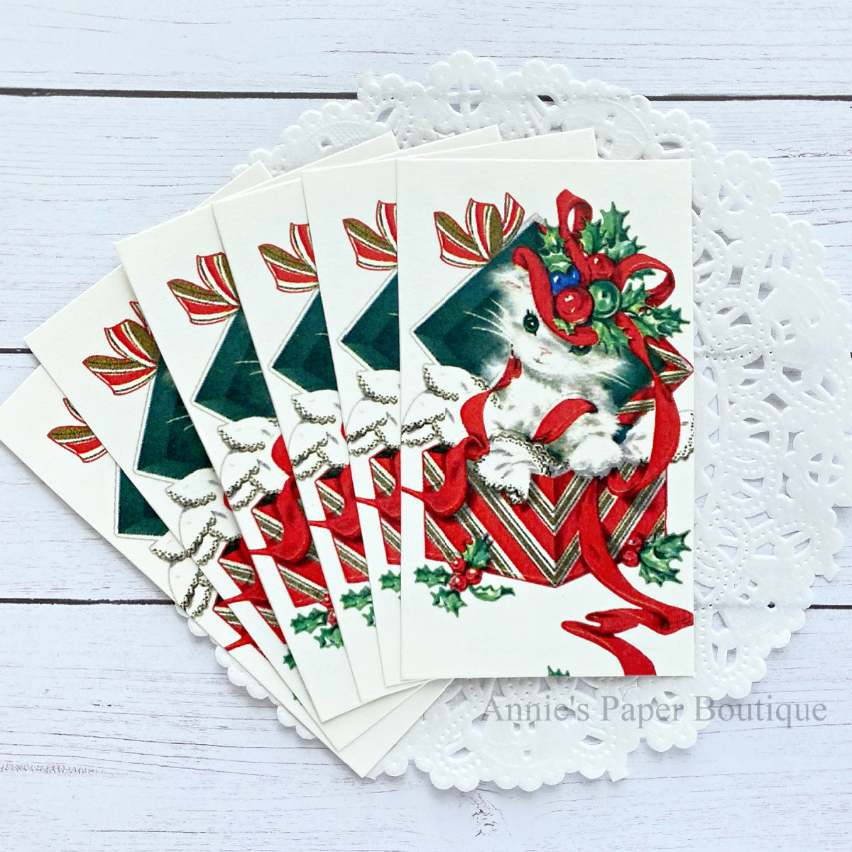 Christmas Kitty Gift Retro Tags