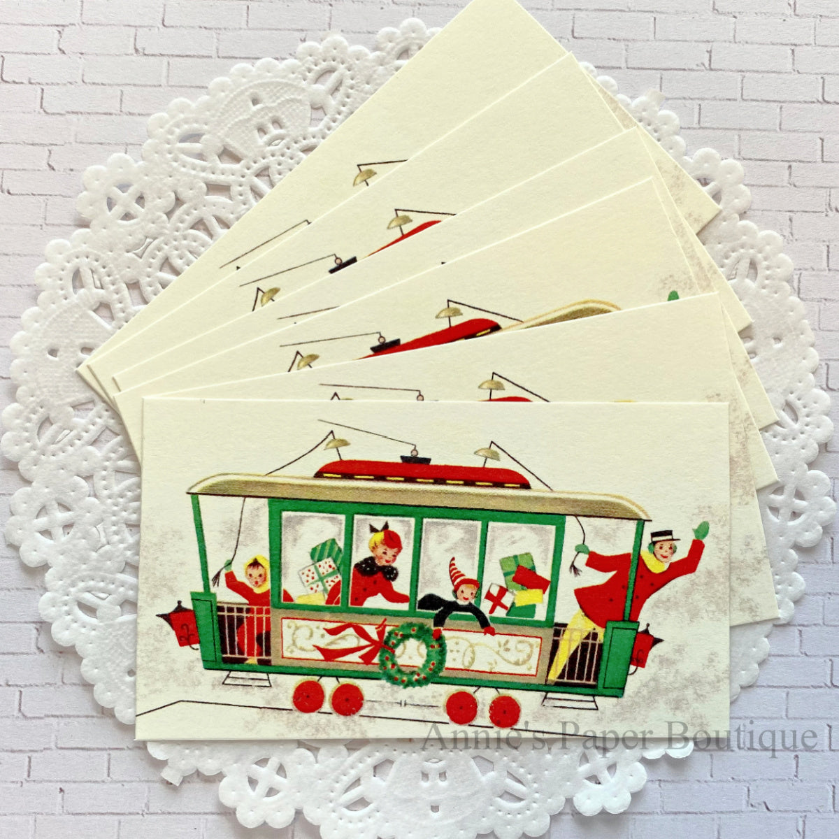 Christmas Trolley Retro Tags