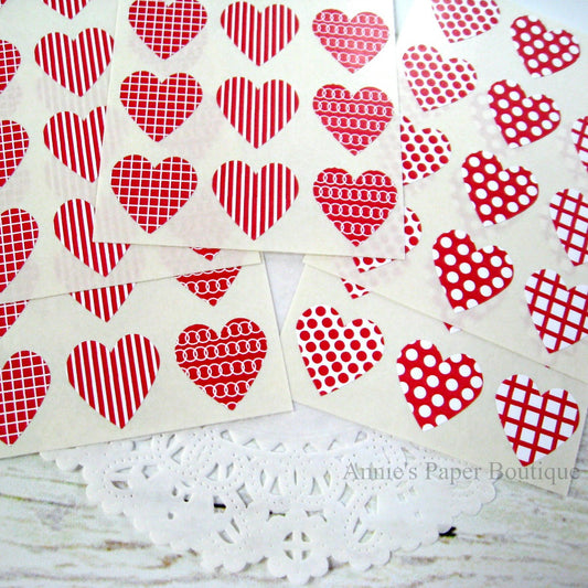 Cranberry Red and White Heart Seals