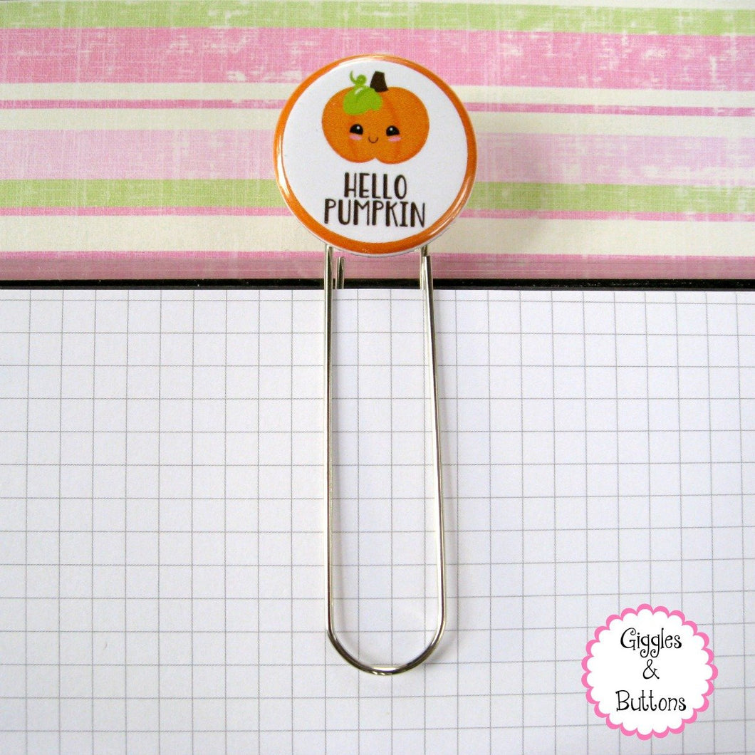 Hello Pumpkin - Button Paper Clip