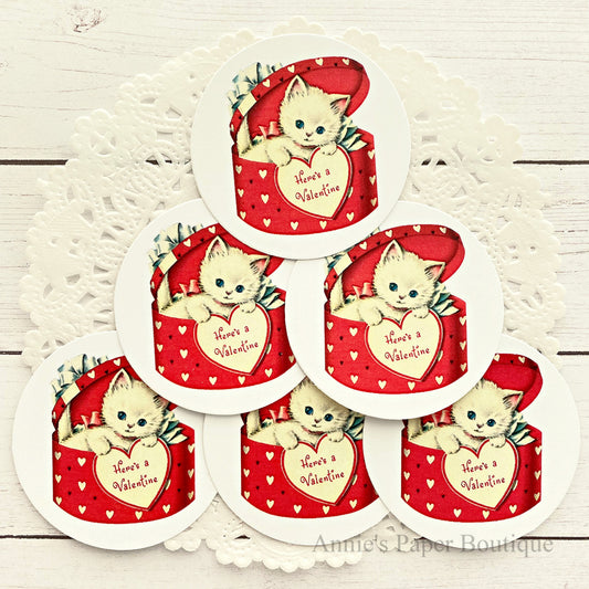 Here's a Valentine Kitty Retro Tags