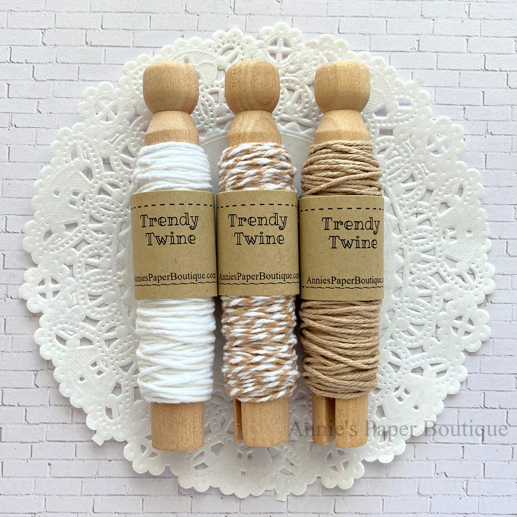 Krazy for Kraft Trendy Bakers Twine Sampler - White and Kraft Brown