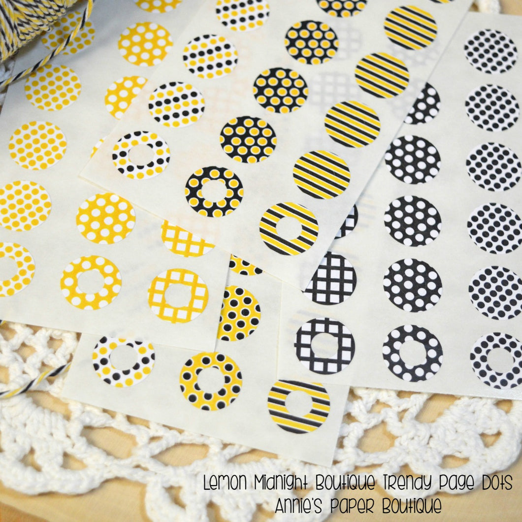 Yellow and Black Trendy Page Dot Reinforcement Stickers