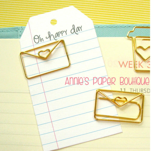 Love Letter Paper Clips - Gold Planner Clip