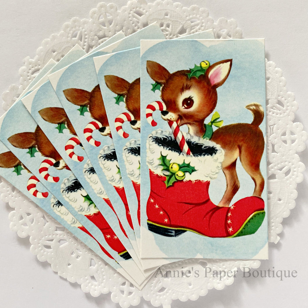 Reindeer and Stocking Retro Tags