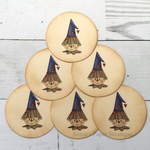 Round Scarecrow No.2 Vintage Inspired Tags (Blue)