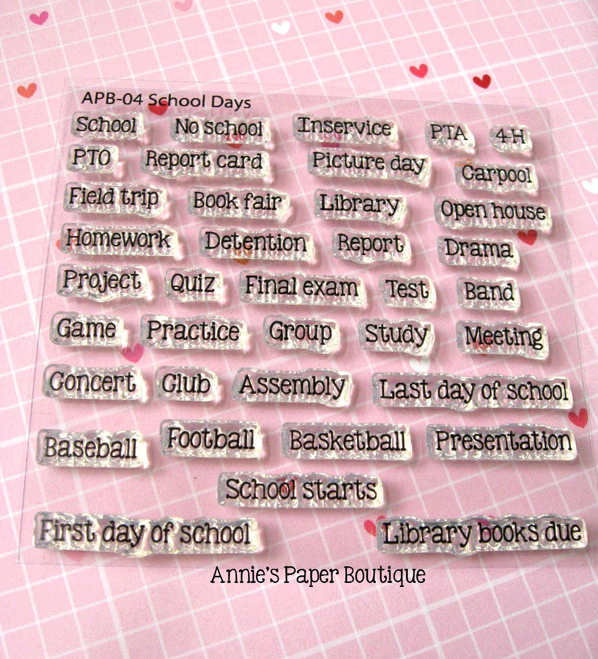 School Days Planner Stamps - 4x4