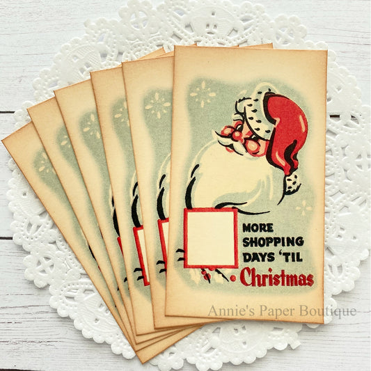 Shopping Days til Christmas vintage inspired tags
