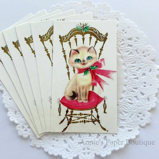Siamese Christmas Kitty Retro Tags