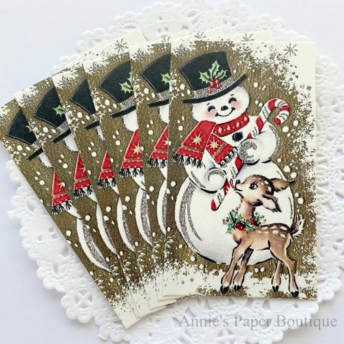 Snowman and Reindeer Retro Tags
