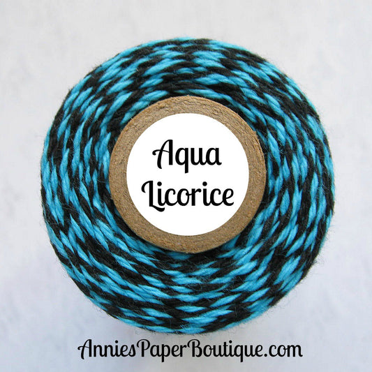 Aqua Blue and Black Trendy Bakers Twine