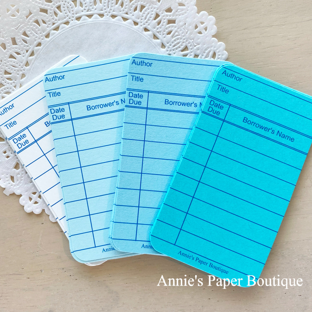 Blue + Blue Mini Library Cards