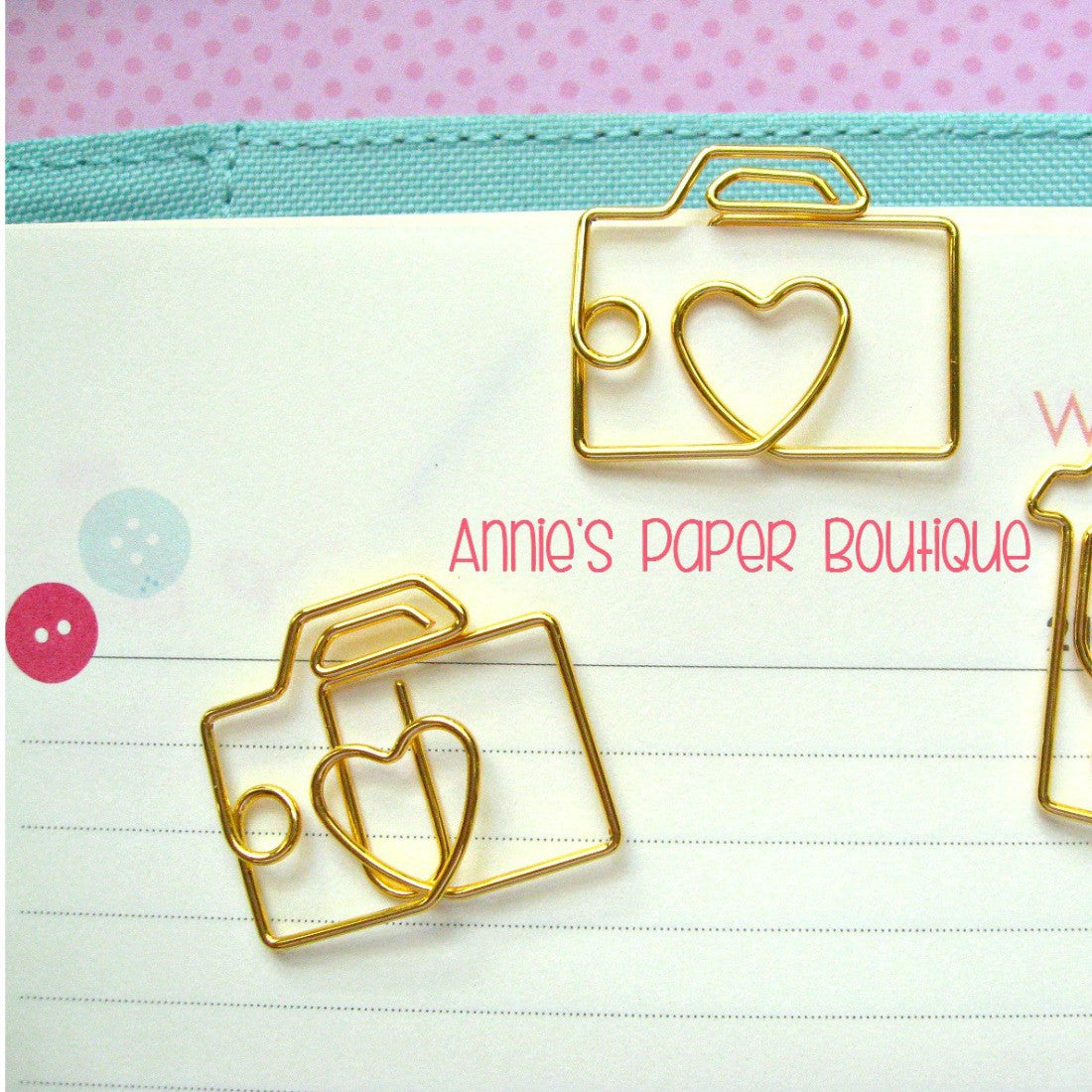 Camera Paper Clips - Gold Planner Clip