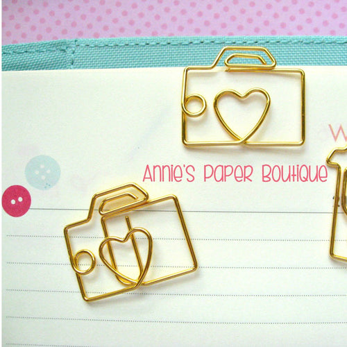 Camera Paper Clips - Gold Planner Clip