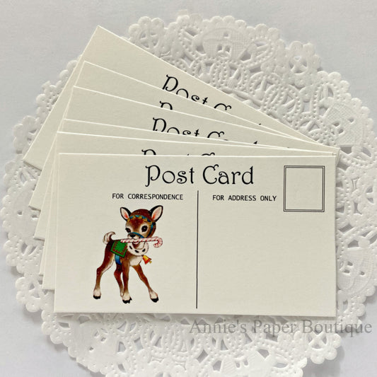 Candy Cane Reindeer Mini Postcards