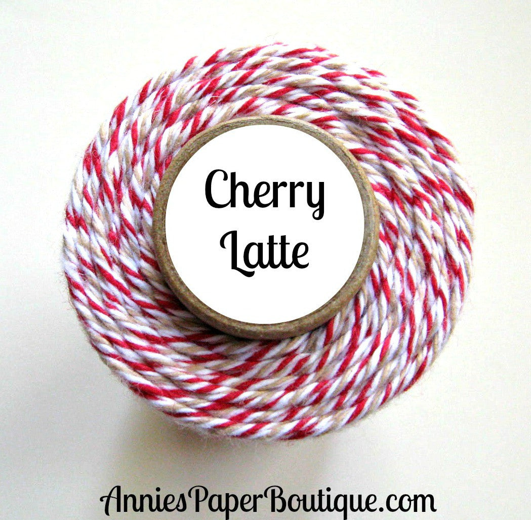 Cherry Latte Trendy Bakers Twine - Red, White & Kraft Brown, Tan