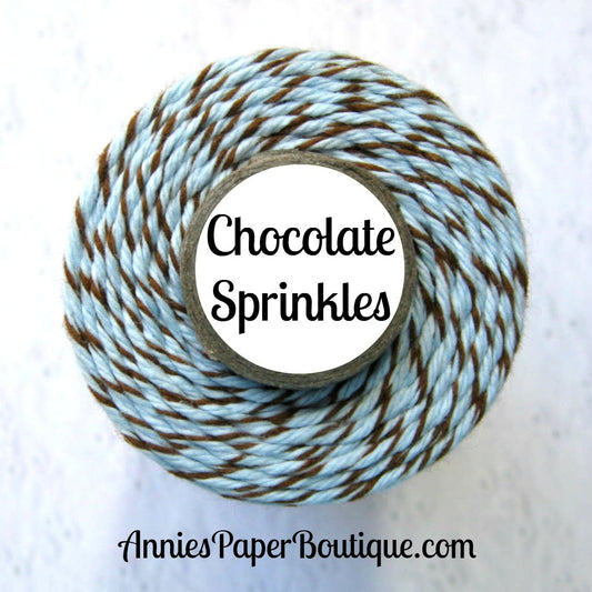 Chocolate Sprinkles Trendy Bakers Twine - Soft Blue & Brown