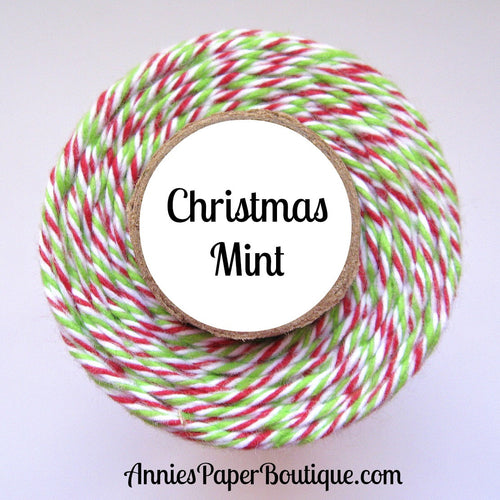 Christmas Mint Trendy Bakers Twine - Red, White, & Lime Green - Holiday