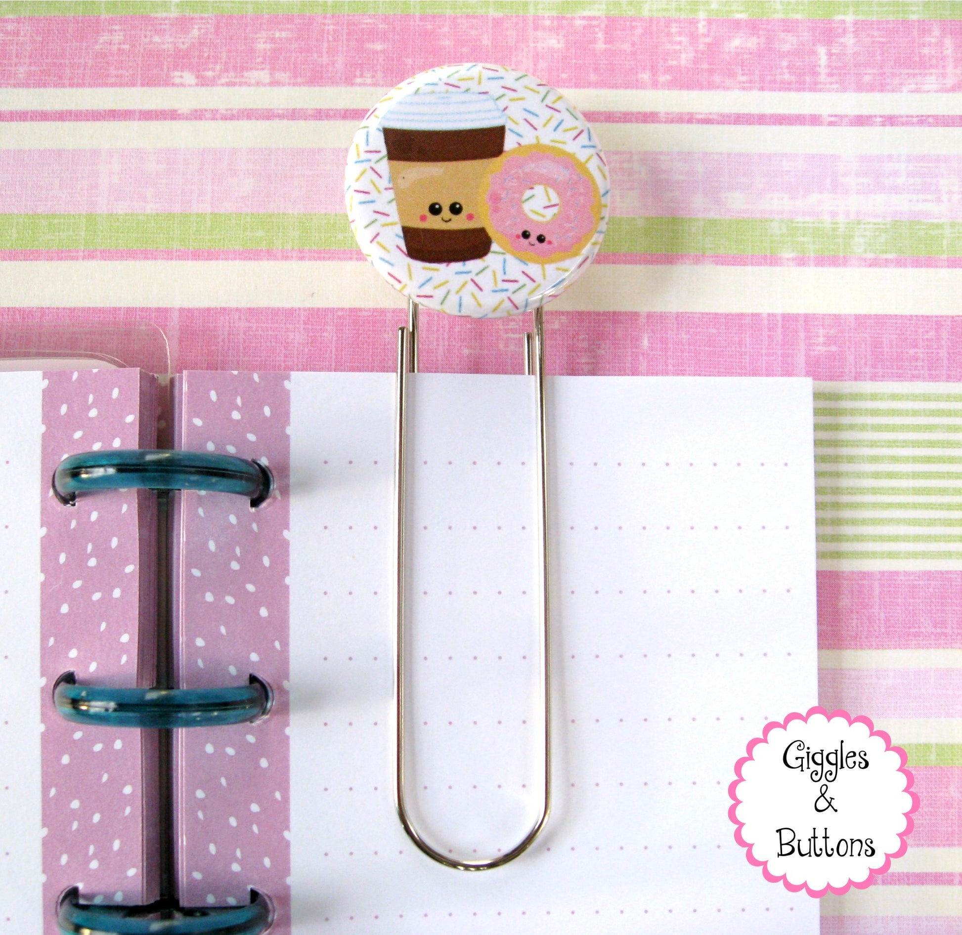 Coffee & Donut Button Paper Clip