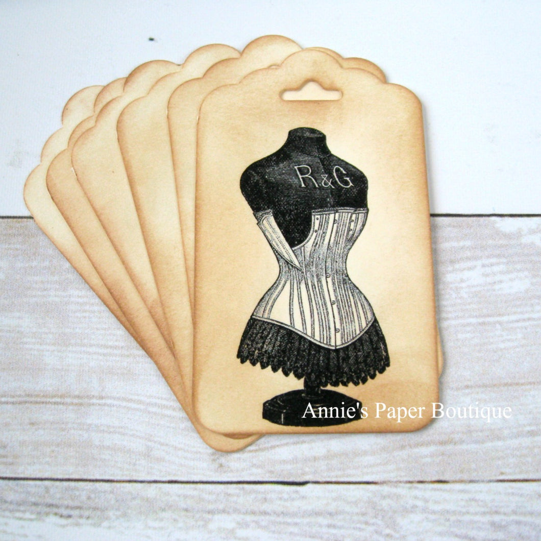 Corset Dress Form Vintage Inspired Tags
