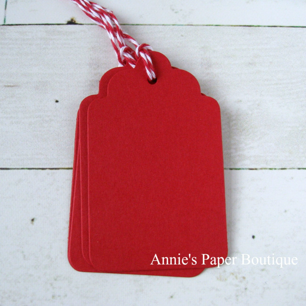 Cranberry Scallop Tags with Cranberry Trendy Twine