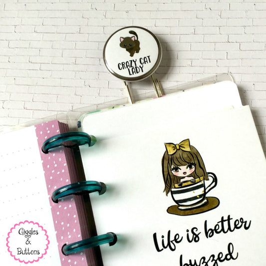 Crazy Cat Lady Button Paper Clip