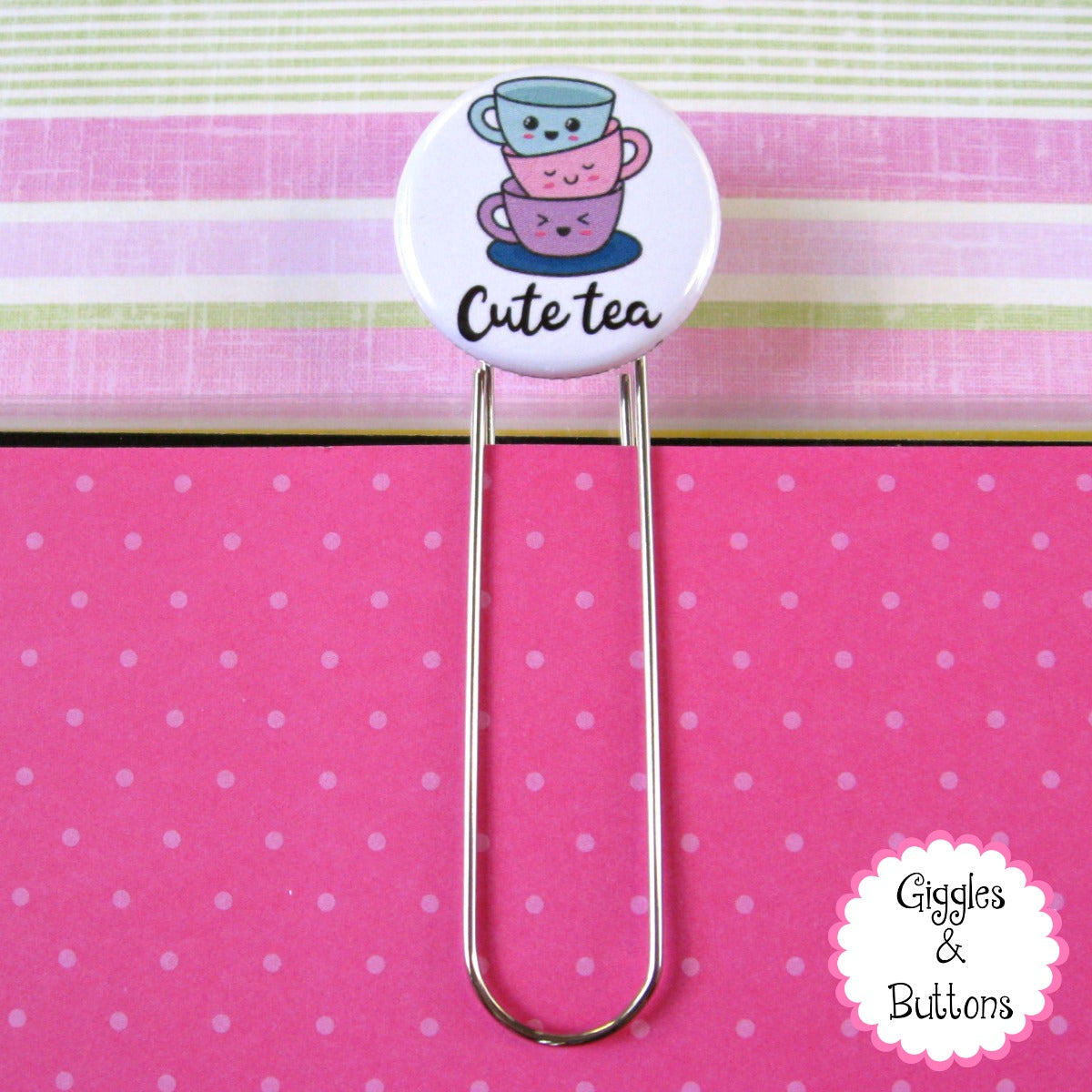 Cute Tea Teacups Button Paper Clip