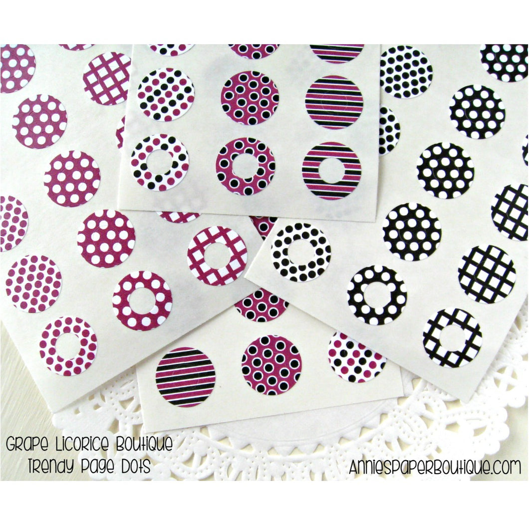 Grape Licorice Trendy Page Dots™ - Purple and Black Reinforcement Stickers