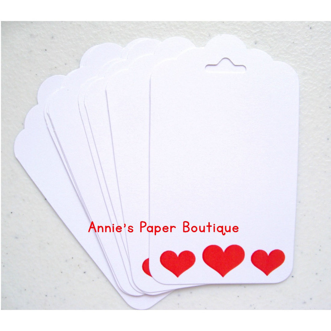 Journaling tags, white with red heart border
