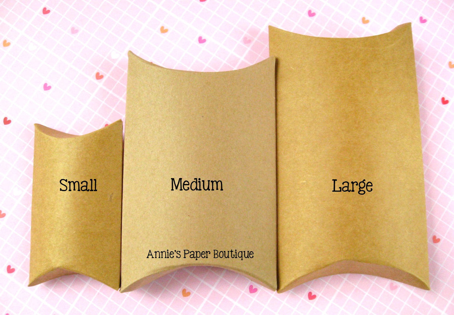 Large Kraft Pillow Boxes - 3" x 1" x 5"