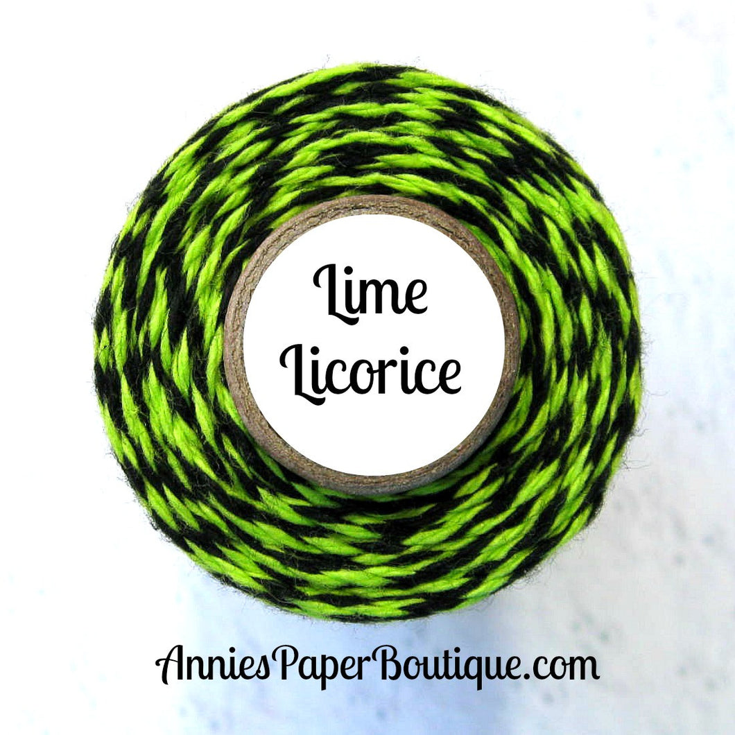 Lime Licorice Trendy Bakers Twine - Lime Green & Black - Halloween Twine