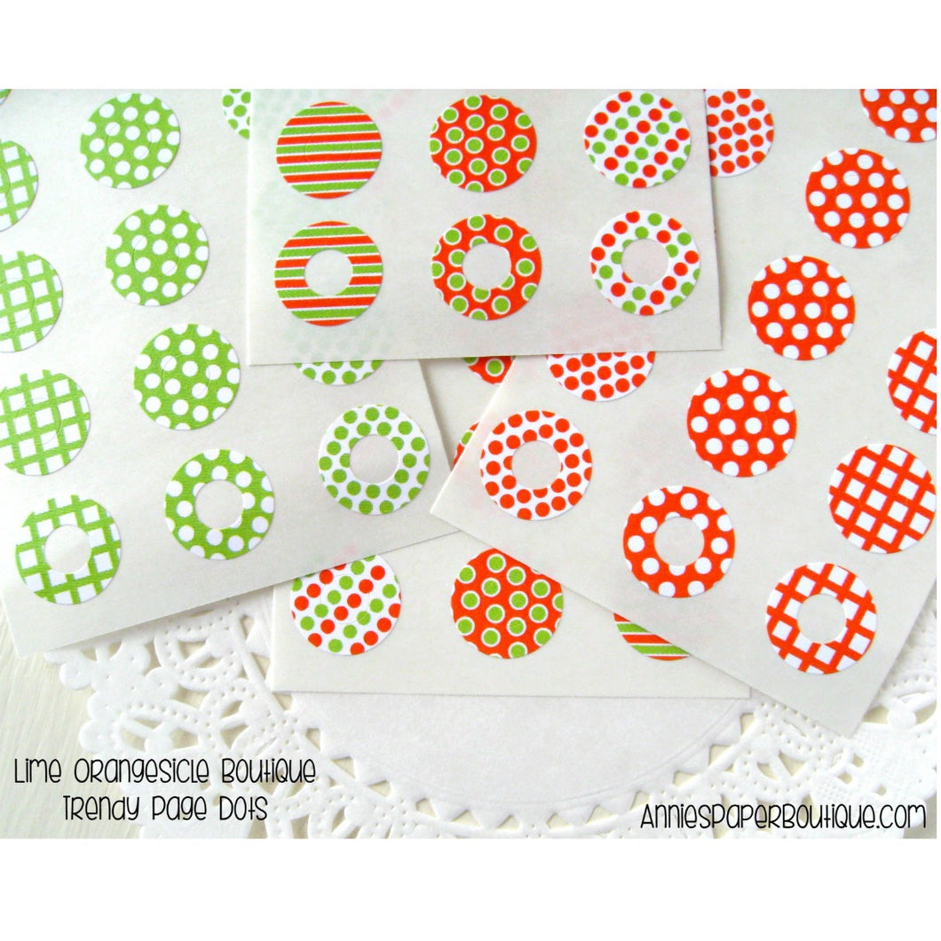 Lime Orangesicle Trendy Page Dots - Lime Green and Orange Reinforcements