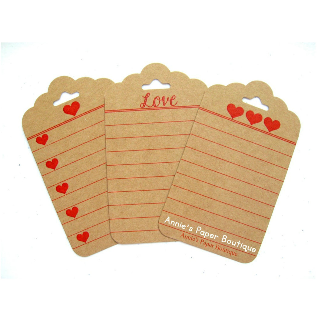 Love and Hearts Kraft Mini Journaling Tags