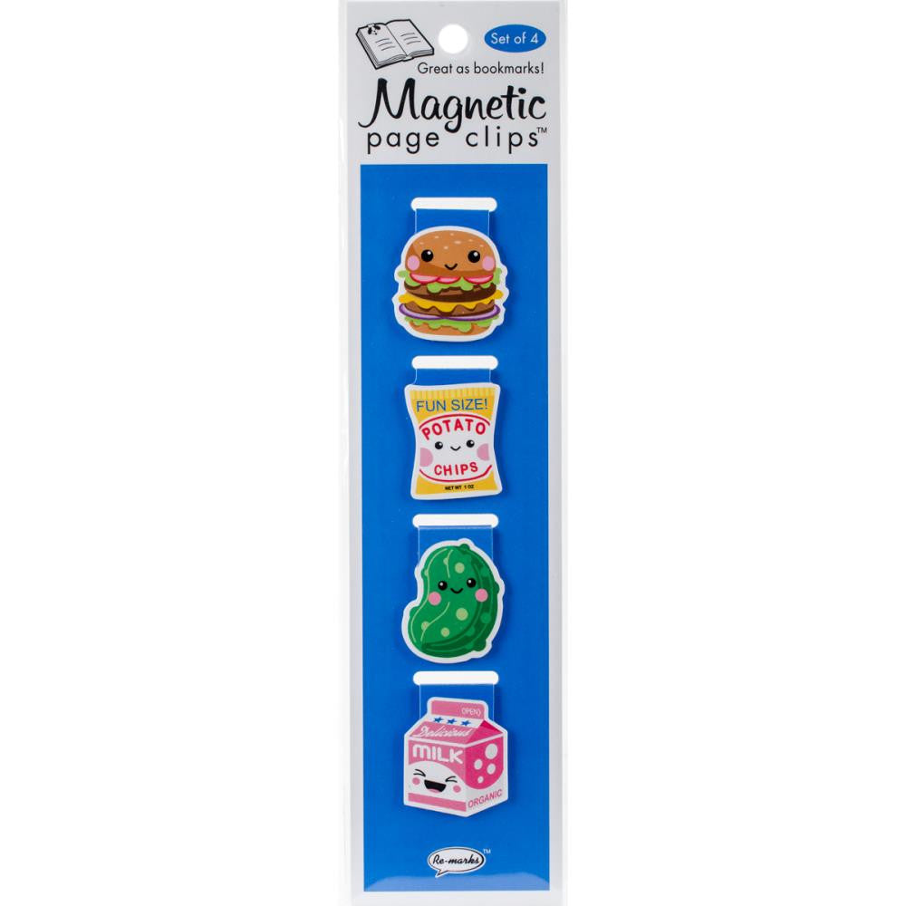 Lunch Magnetic Page Clips - Hamburger, Chips, Pickle, Milk