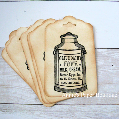Milk Can Vintage Inspired Tags