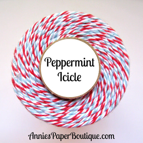 Peppermint Icicle Trendy Bakers Twine - Red, White, & Light Blue - Christmas, Holiday