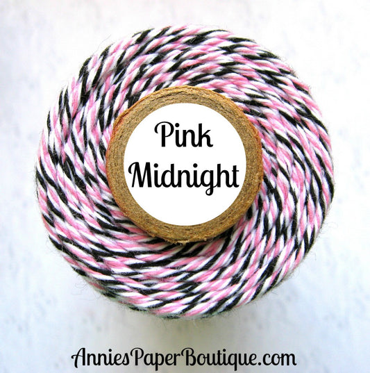 Pink Midnight Trendy Bakers Twine - Pink, White, & Black